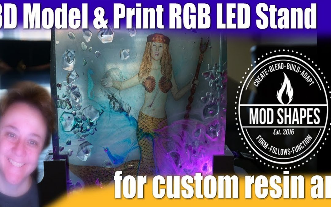 Custom 3d Model & Print RGB LED Light Base for Mermaid Resin Art Piece