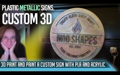 3d Printed sign for ModShapes made with acrylic, metallic paints.